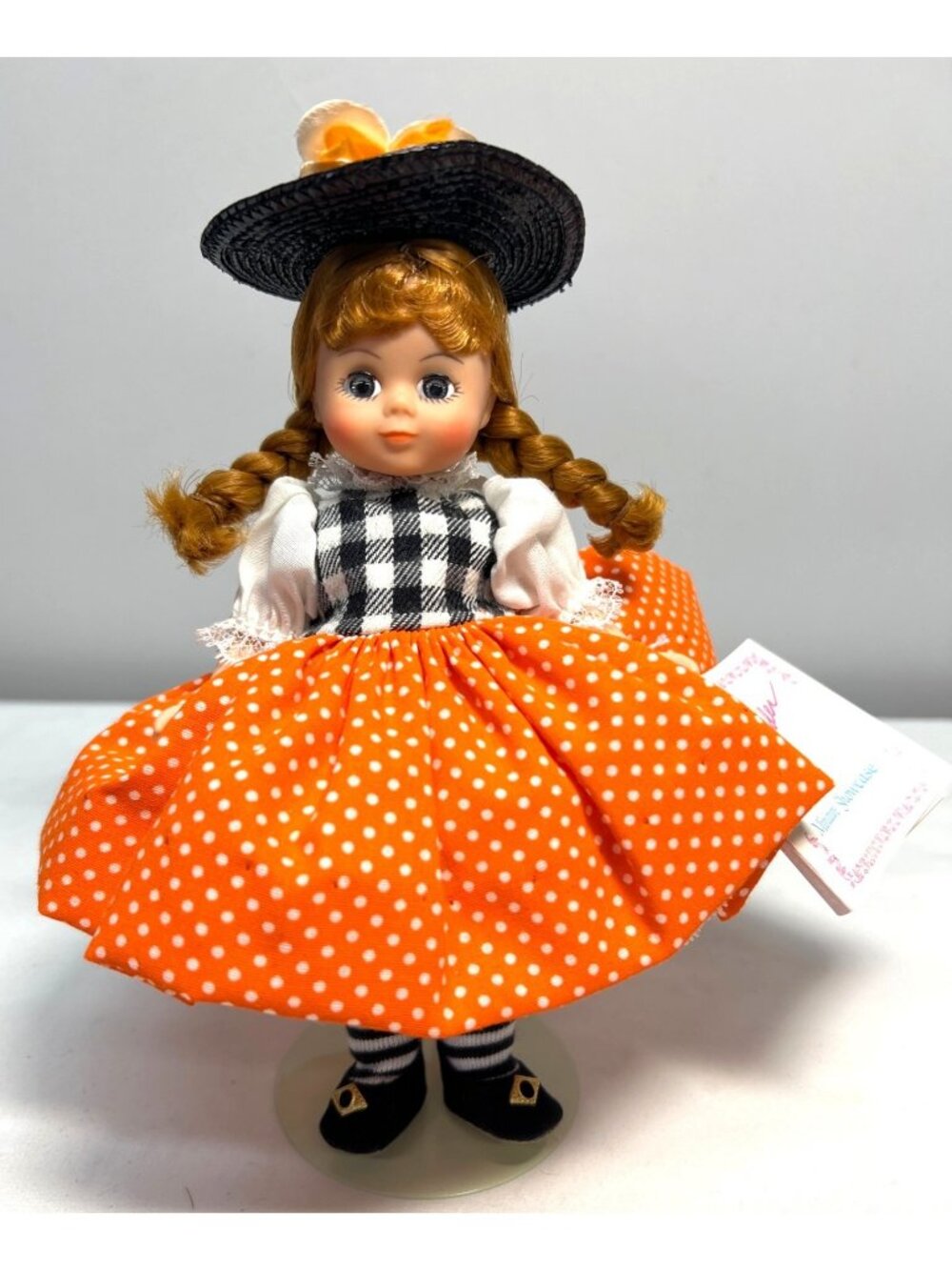 Madame Alexander Miniature Showcase Doll With Orange Polka Dot Dress & Signed St